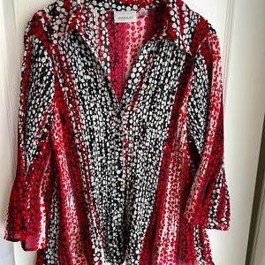 Avenue pleated multi colors collared Blouse